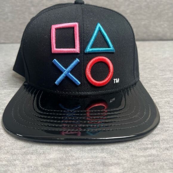 Playstation Controller Symbols Bioworld Adjustable Snapback Cap Hat Black NWOT - Picture 2 of 13